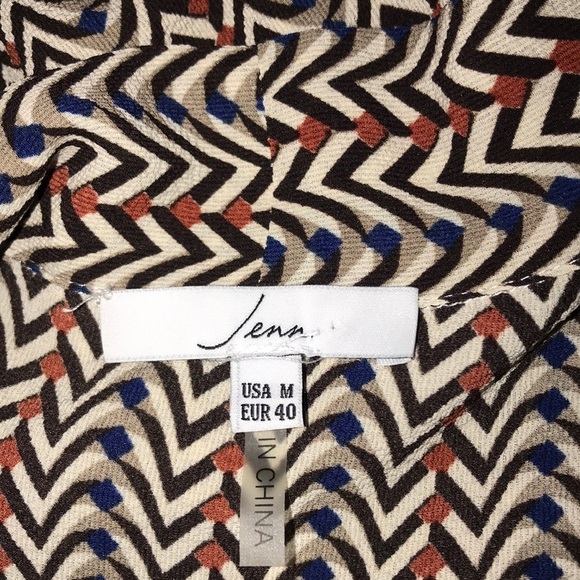 Jenn Zig Zag Neck Tie Long Sleeve Top Brown Size EU 40 - Picture 3 of 4